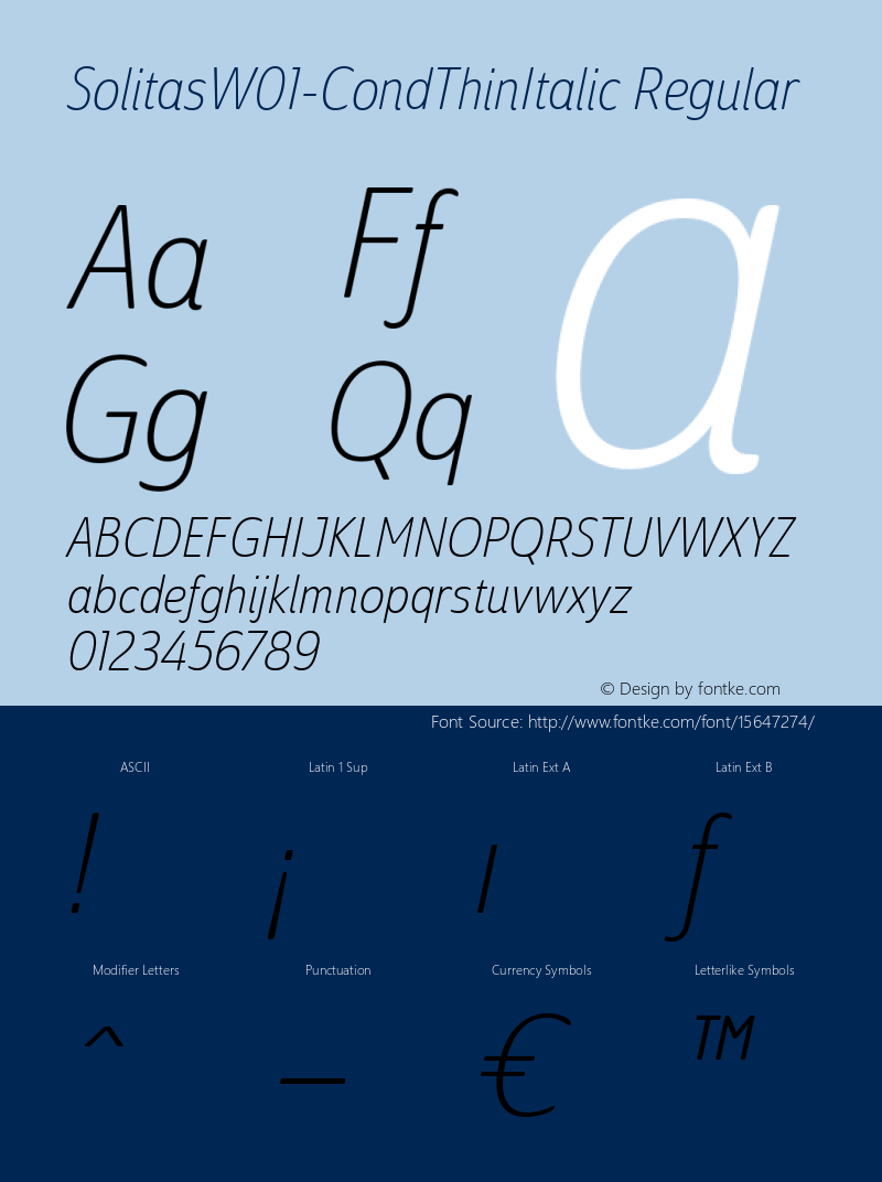 SolitasW01-CondThinItalic Regular Version 1.00图片样张