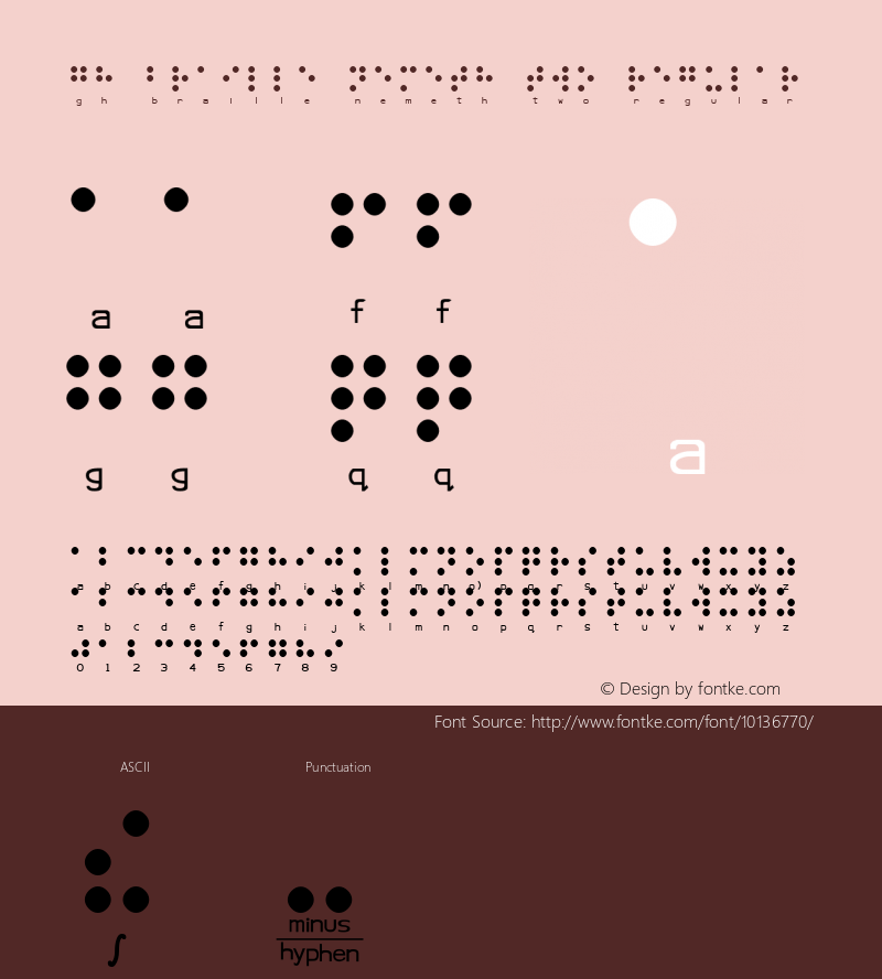 gh Braille Nemeth Two Regular Macromedia Fontographer 4.1 11/10/2004图片样张