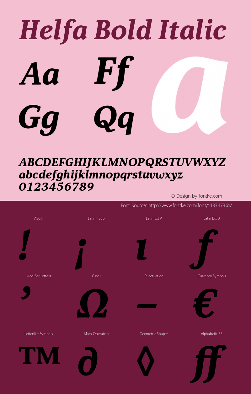 Helfa Bold Italic Version 1.000图片样张