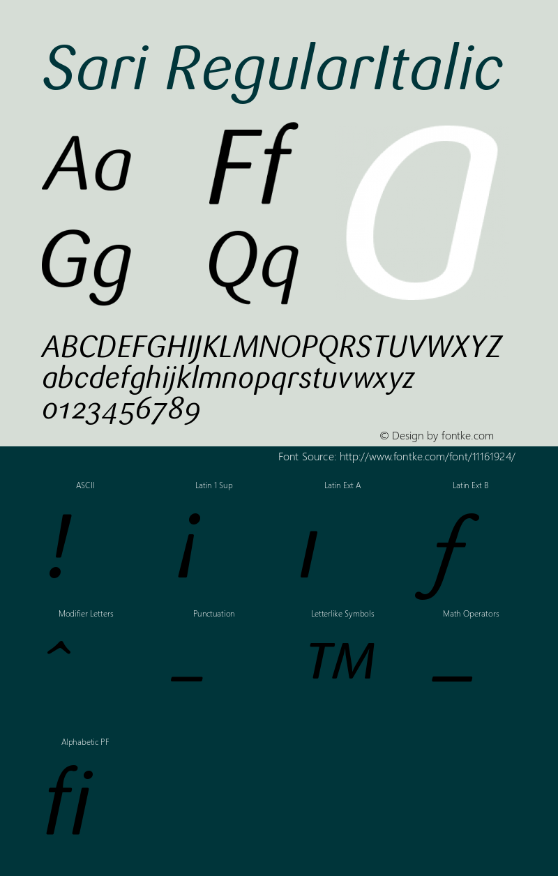 Sari RegularItalic Version 001.000图片样张