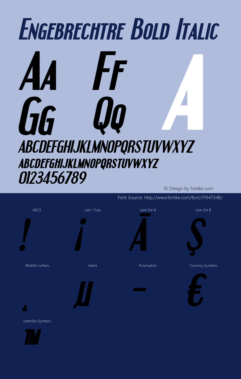 Engebrechtre Bold Italic OTF 3.000;PS 001.001;Core 1.0.29图片样张