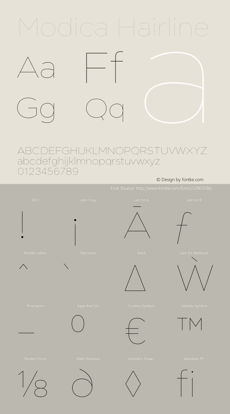 Modica Hairline Version 1.000;hotconv 1.0.109;makeotfexe 2.5.65596图片样张