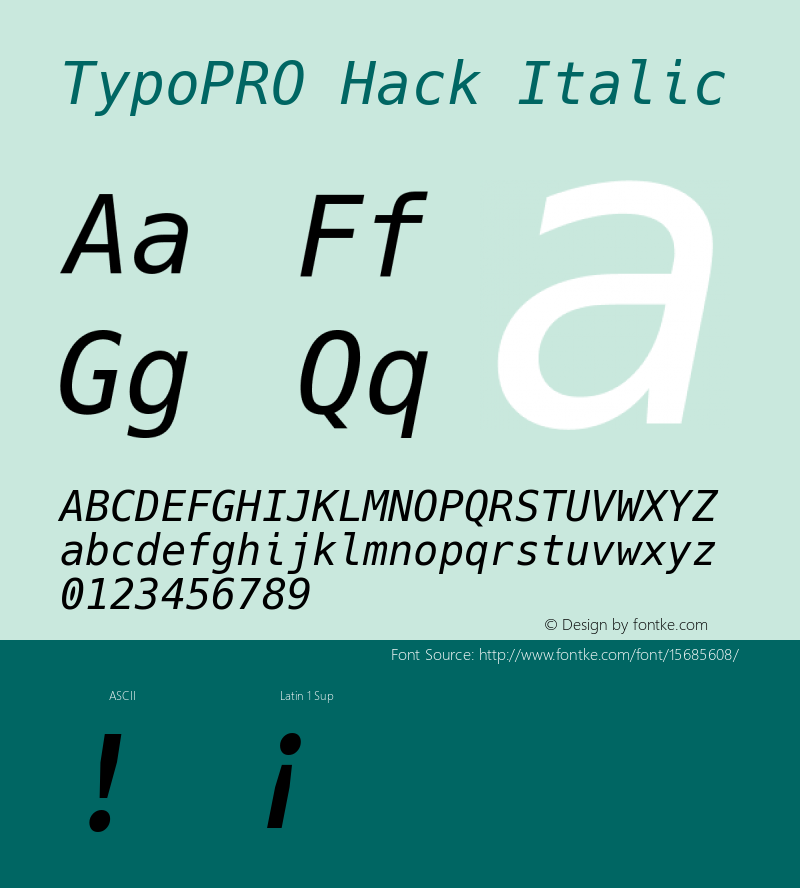 TypoPRO Hack Italic Version 2.013图片样张