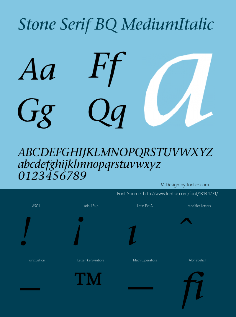 Stone Serif BQ MediumItalic Version 001.000图片样张