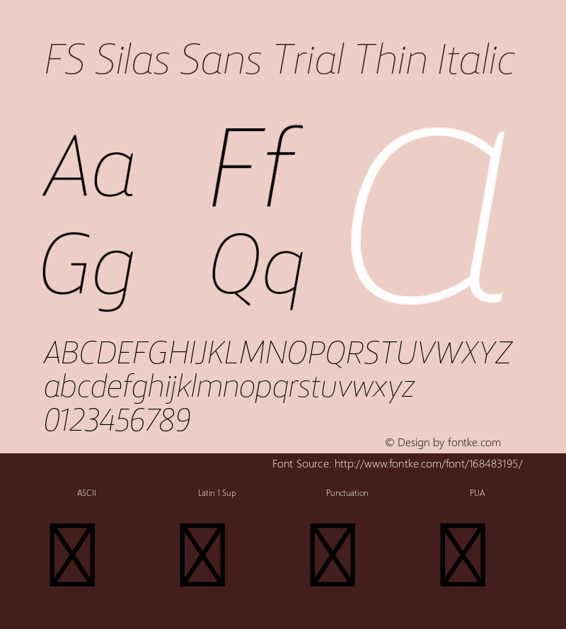FS Silas Sans Trial Thin Italic Version 1.1图片样张
