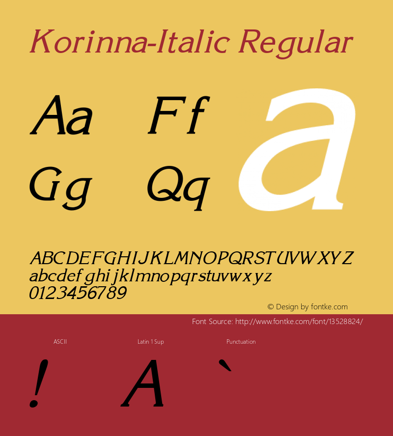 Korinna-Italic Regular 1.0 Wed Dec 08 11:41:25 1993图片样张