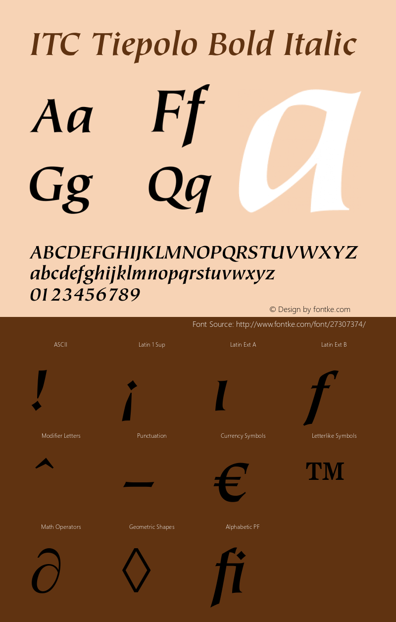 Tiepolo Book Bold Italic Version 1.00图片样张