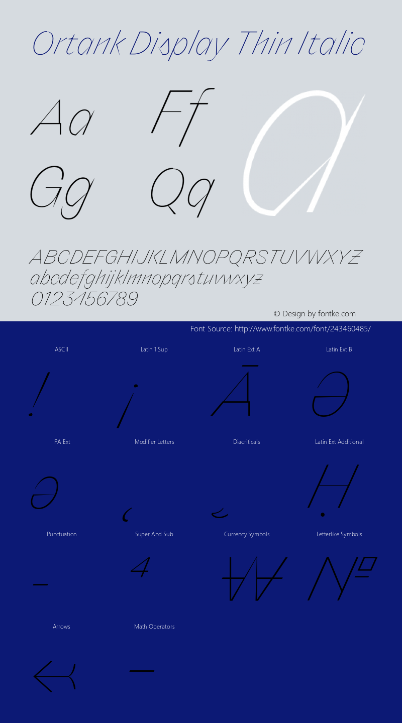 Ortank Display Thin Italic Version 1.000 | web-ttf图片样张