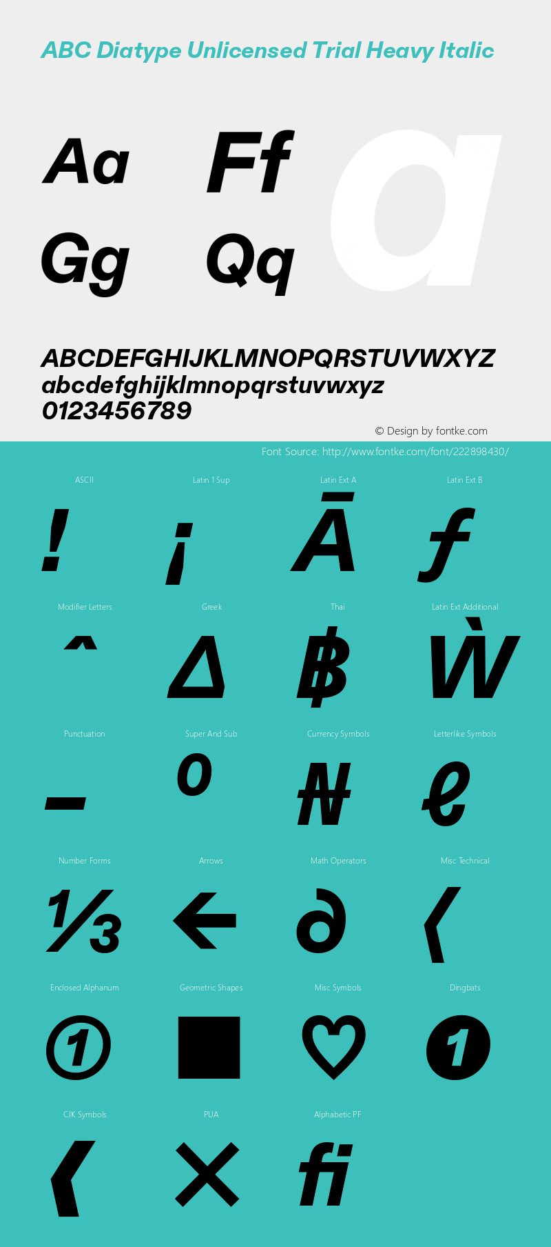 ABC Diatype Unlicensed Trial Heavy Italic Version 1.100;Unlicensed Trial图片样张