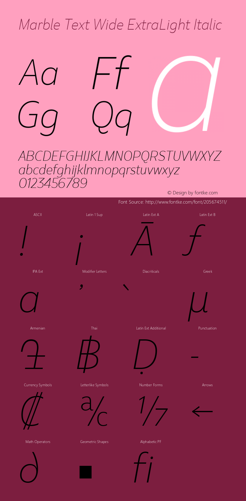 Marble Text Wide ExtraLight Italic Version 1.001图片样张