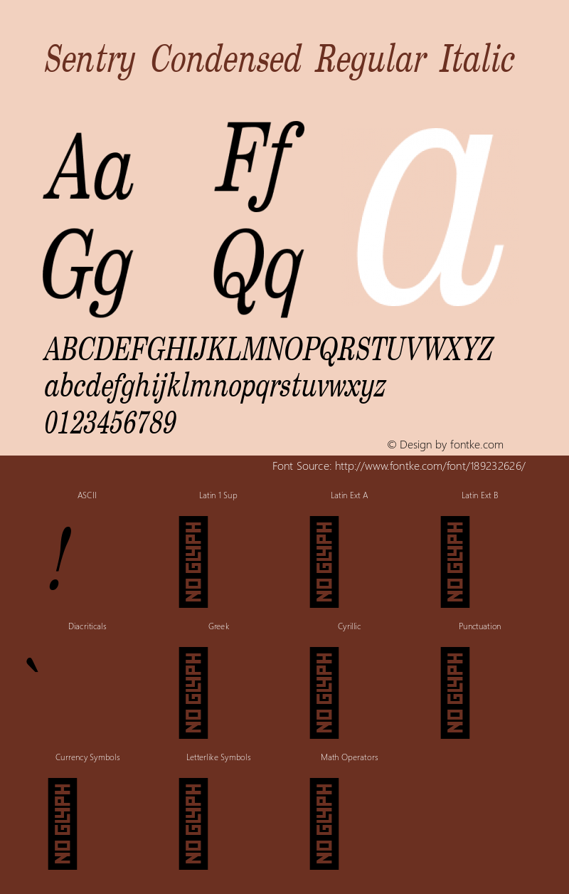 Sentry Condensed Italic Version 1.001 | web-ttf图片样张
