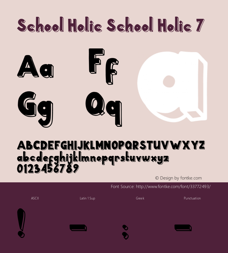 School Holic 7 School Holic 7 Version 1.00;July 13, 2019;FontCreator 11.5.0.2427 64-bit图片样张