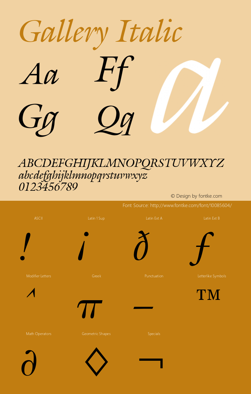 Gallery Italic Font Version 2.6; Converter Version 1.10图片样张