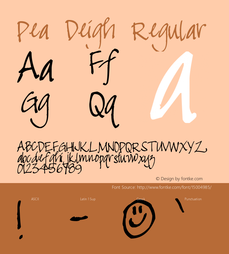 Pea Deigh Regular Version 1.00 February 20, 2015, initial release图片样张