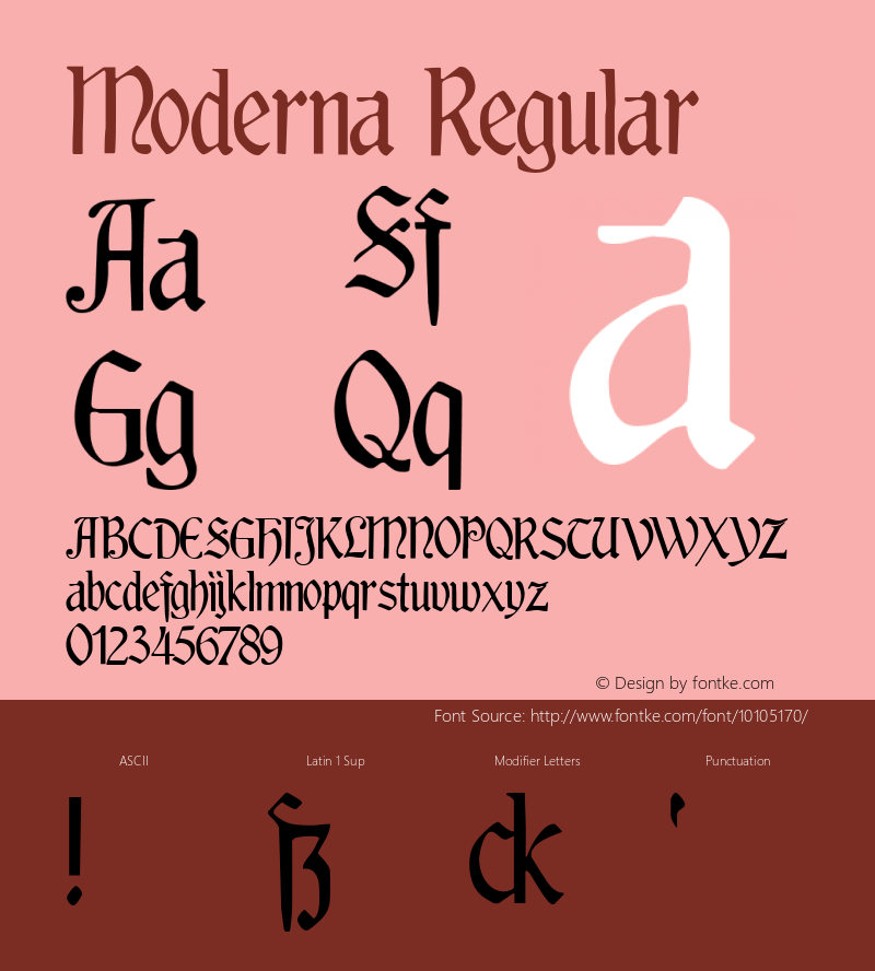 Moderna Regular Version 1.0; 2002; initial release图片样张