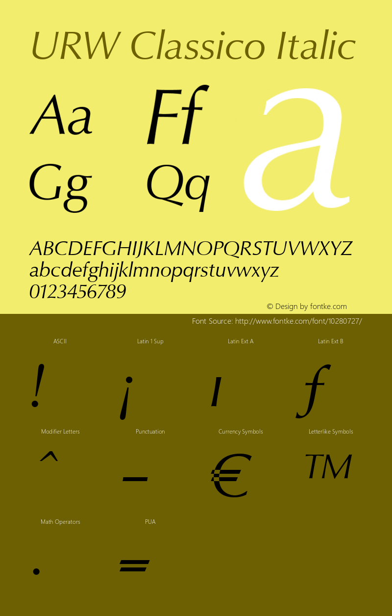 URW Classico Italic Version 001.005图片样张