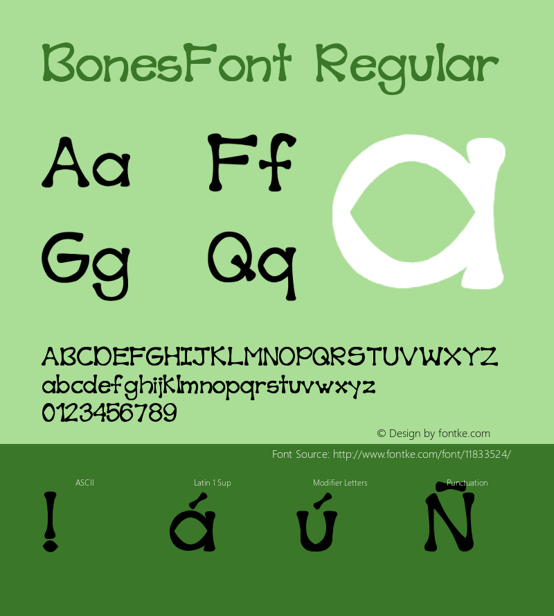 BonesFont Regular Version 1.0图片样张