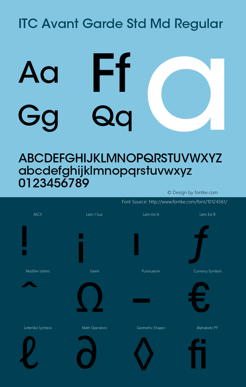 ITC Avant Garde Std Md Regular OTF 1.018;PS 001.001;Core 1.0.31;makeotf.lib1.4.1585图片样张