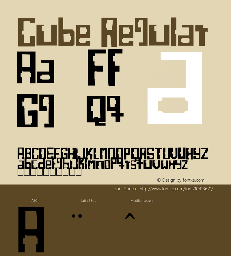 Cube Regular Version 1.00 September 14, 2011, initial release图片样张