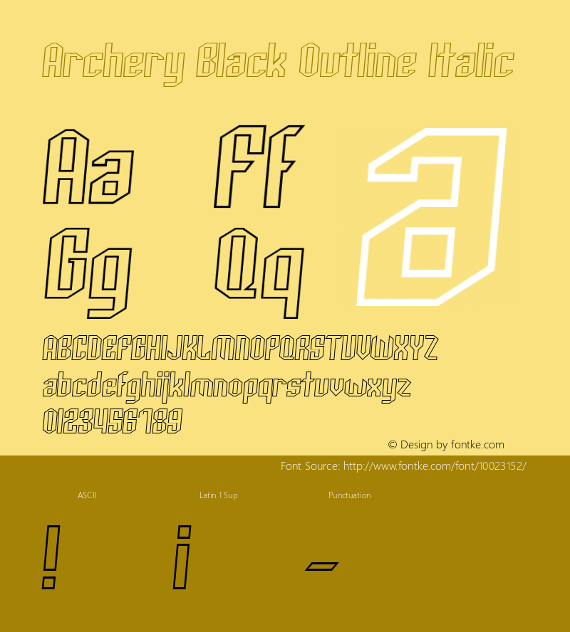 Archery Black Outline Italic 1.0图片样张