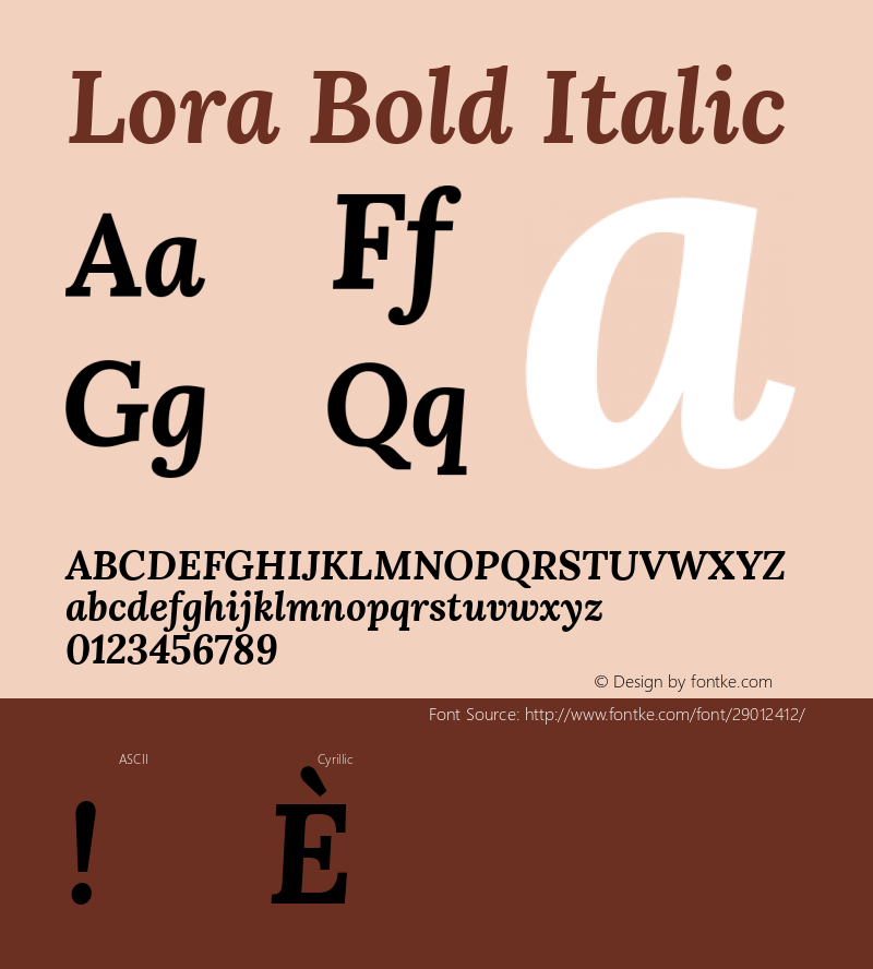 Lora Bold Italic Version 1.014; ttfautohint (v1.4.1)图片样张