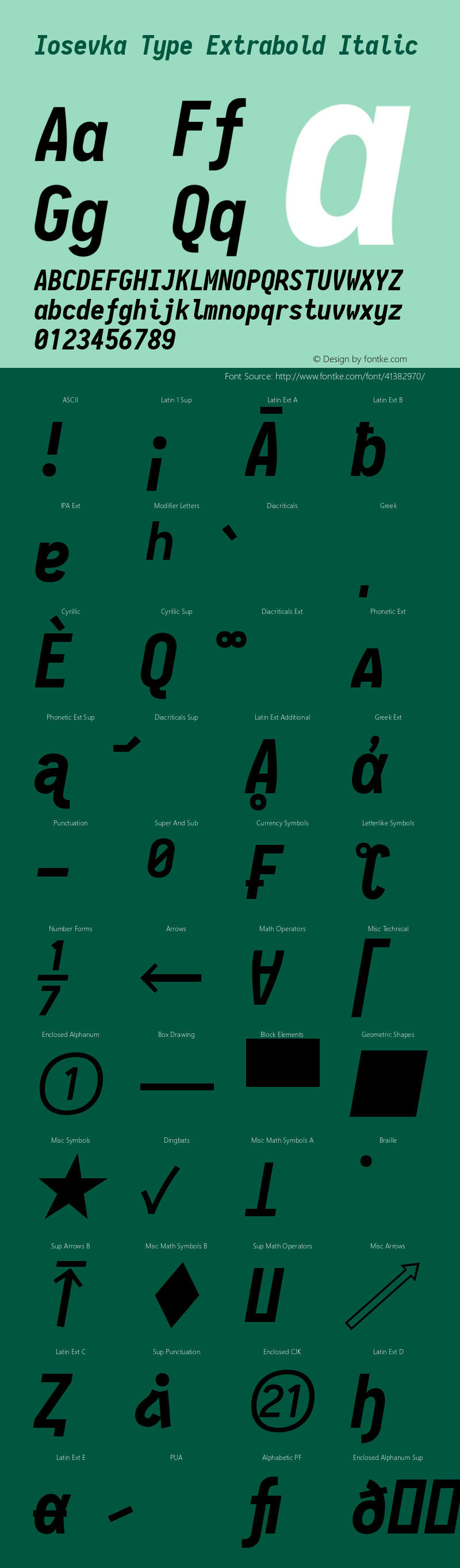 Iosevka Type Extrabold Italic 2.3.1; ttfautohint (v1.8.3)图片样张