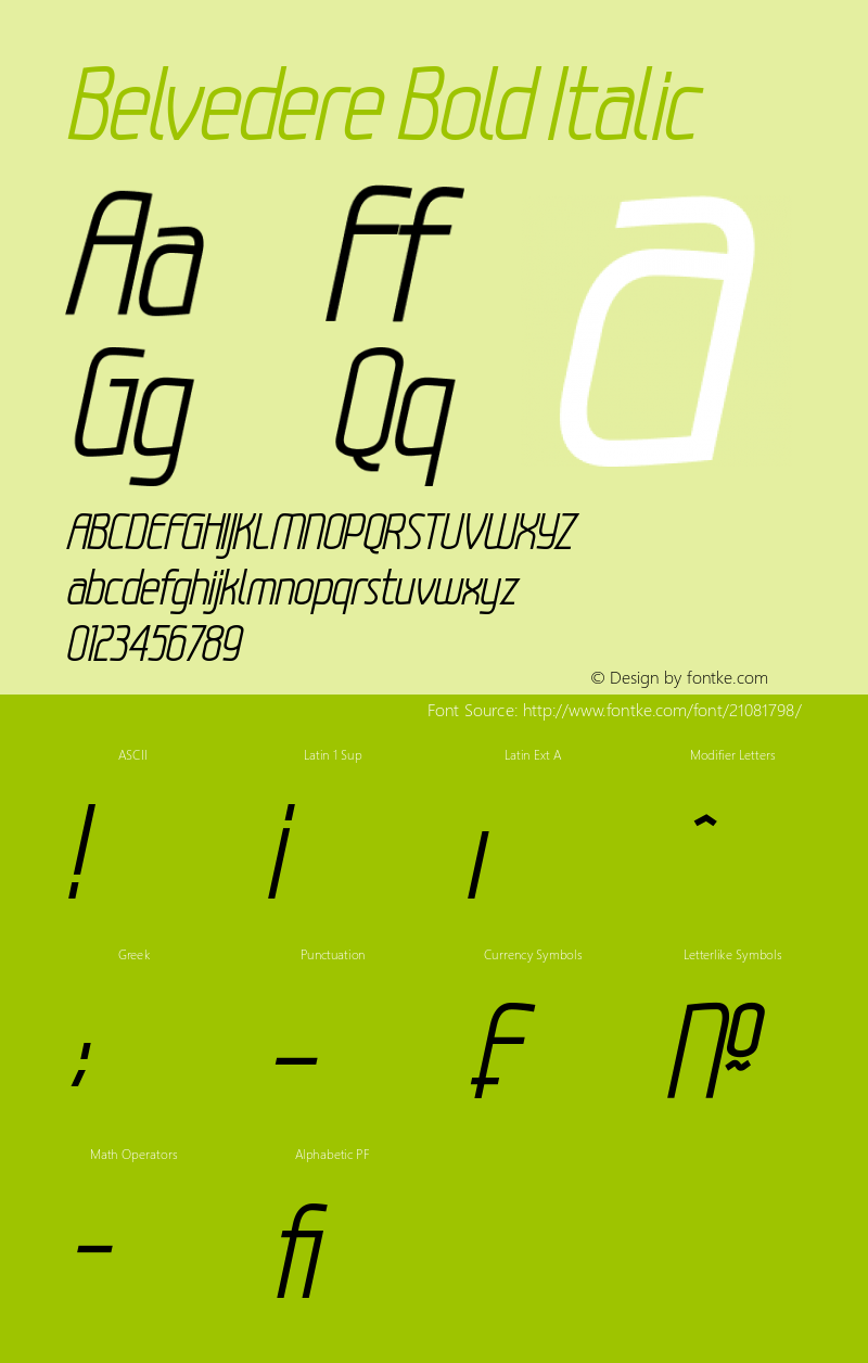 Belvedere Bold Italic Version 1.00 September 13, 2014, initial release图片样张