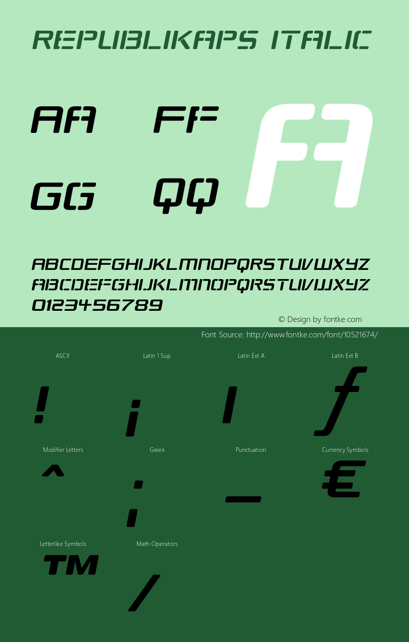 Republikaps Italic Version 1.0; 2000;图片样张