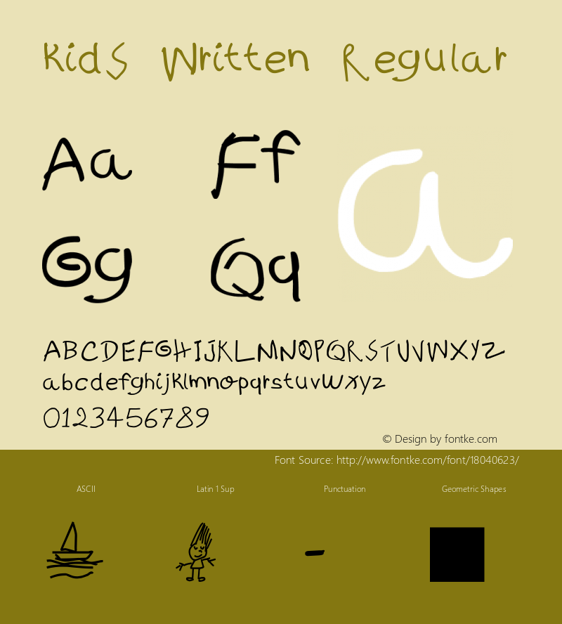 kidS Written Regular Version 1.00 October 9, 2010, initial release图片样张