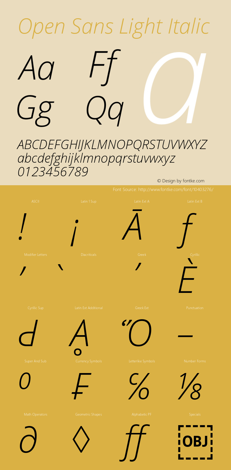 Open Sans Light Italic Version 1.10图片样张