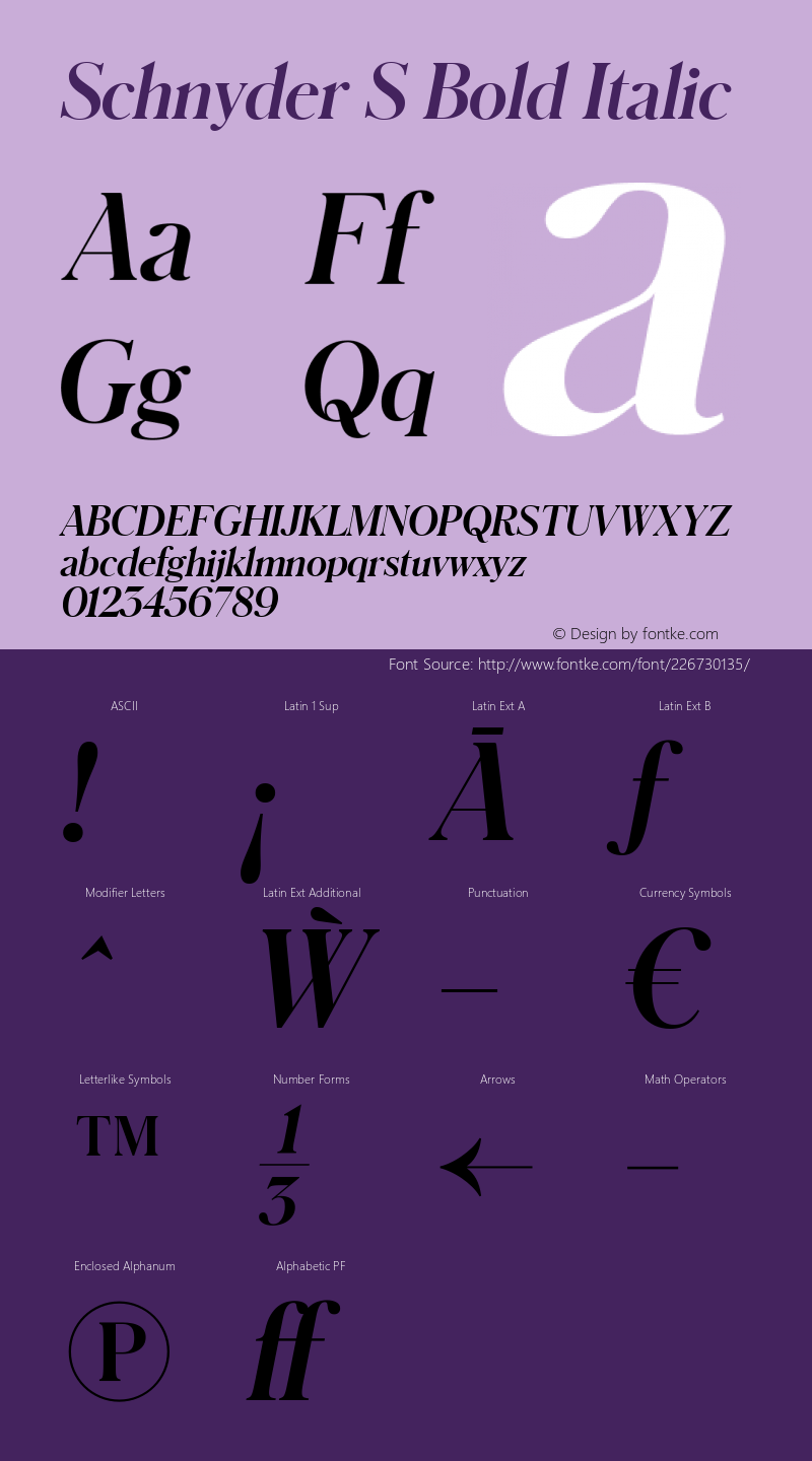 Schnyder S Bold Italic Version 1.001 2018图片样张