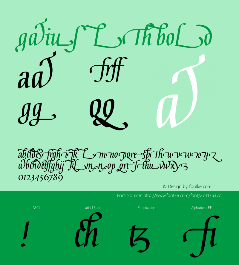 Gaius LT Bold Ligatures Version 2.01;2005图片样张