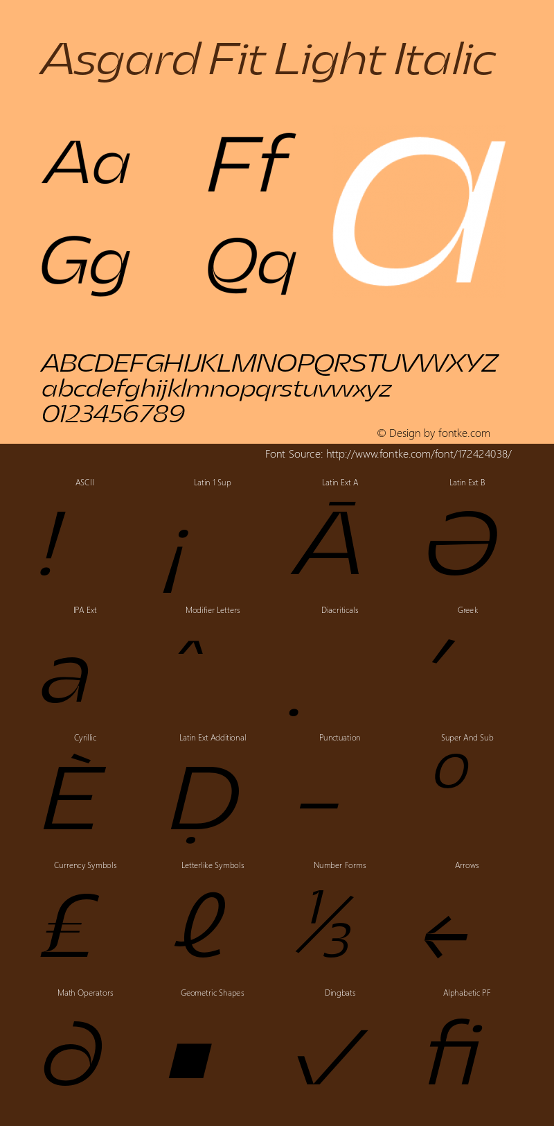 Asgard Fit Light Italic Version 2.003;FEAKit 1.0图片样张