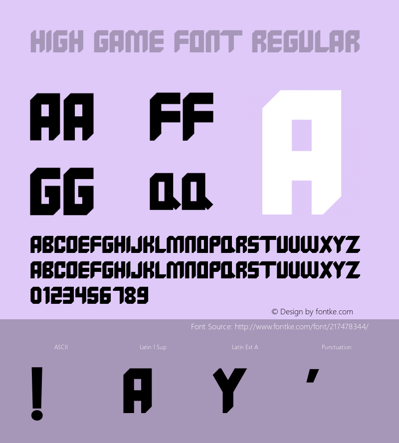 High Game Font Version 1.001;Fontself Maker 3.5.7图片样张