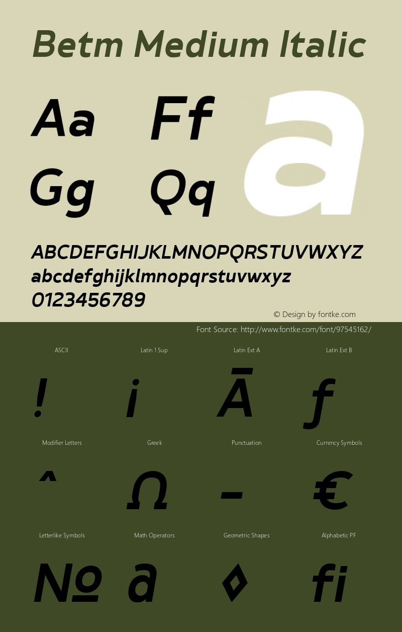 Betm Medium Italic 1.000图片样张