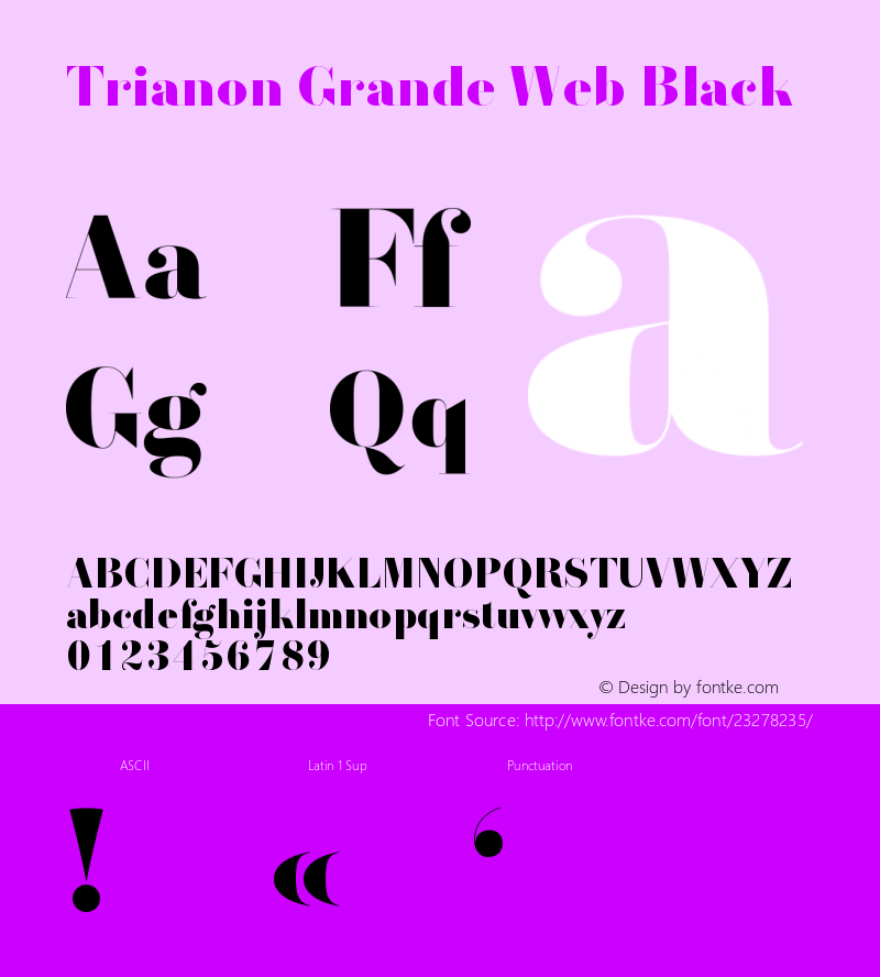 Trianon Grande Black Regular Version 1.001;PS 1.1;hotconv 1.0.72;makeotf.lib2.5.5900图片样张