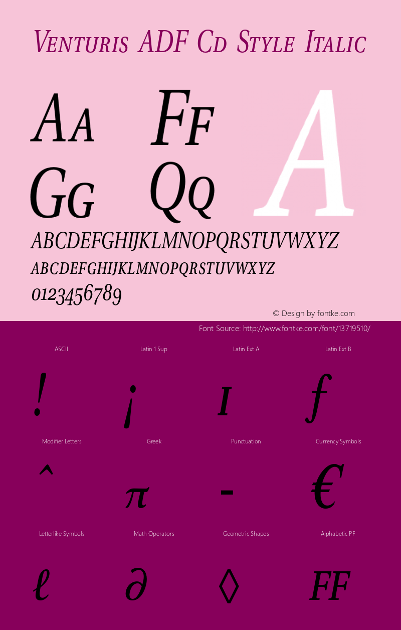 Venturis ADF Cd Style Italic 1.005;FFEdit图片样张