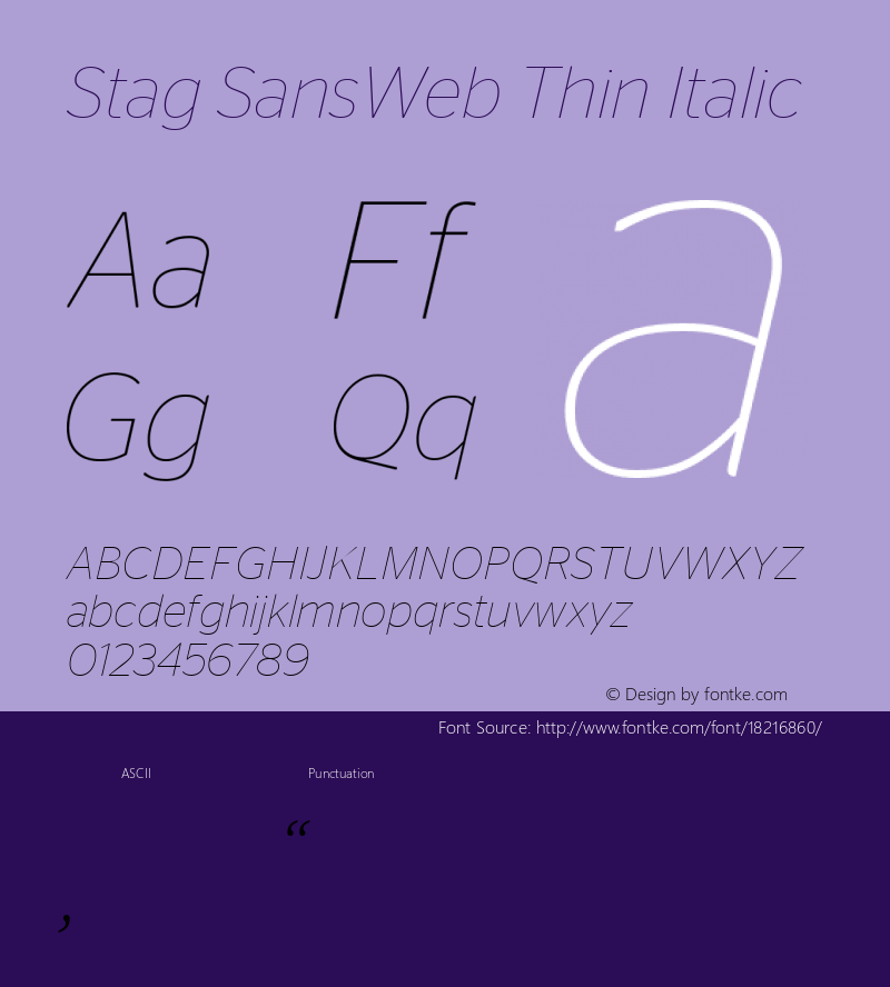 Stag SansWeb Thin Italic Version 1.1 2007图片样张