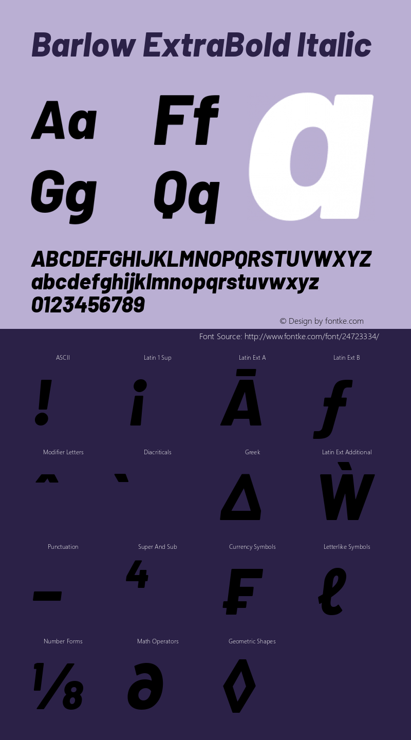 Barlow ExtraBold Italic Version 1.208图片样张