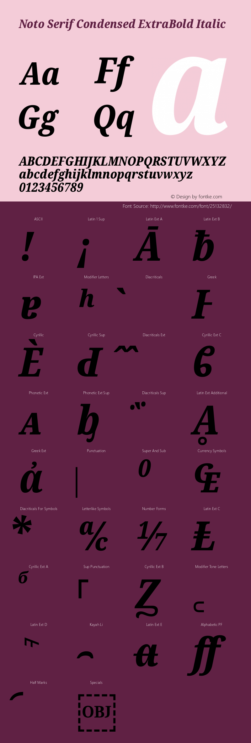 Noto Serif Condensed ExtraBold Italic Version 2.000图片样张