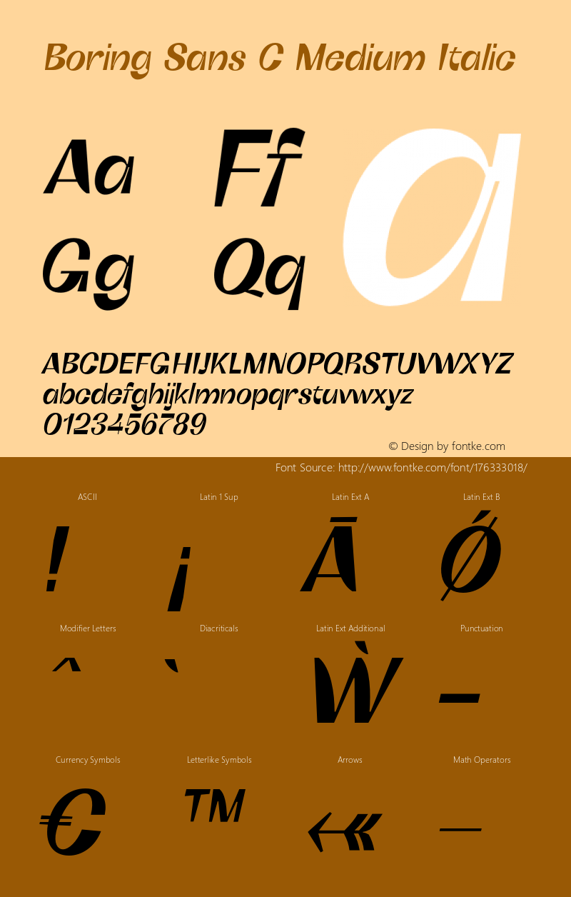 Boring Sans C Medium Italic Version 1.000;hotconv 1.0.109;makeotfexe 2.5.65596图片样张