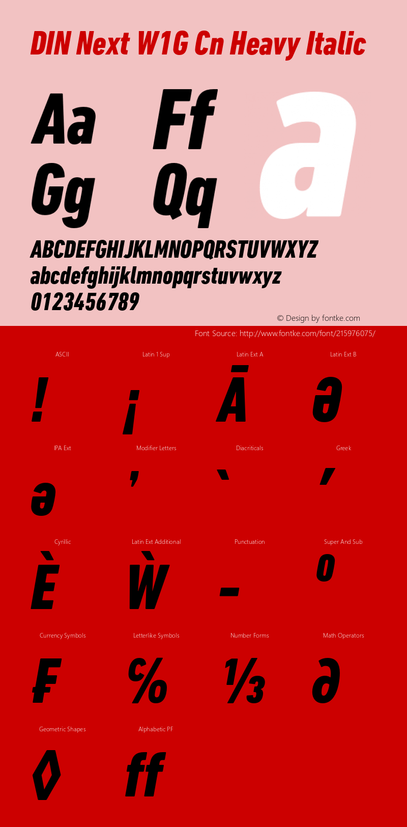 DIN Next W1G Cn Heavy Italic Version 1.00图片样张