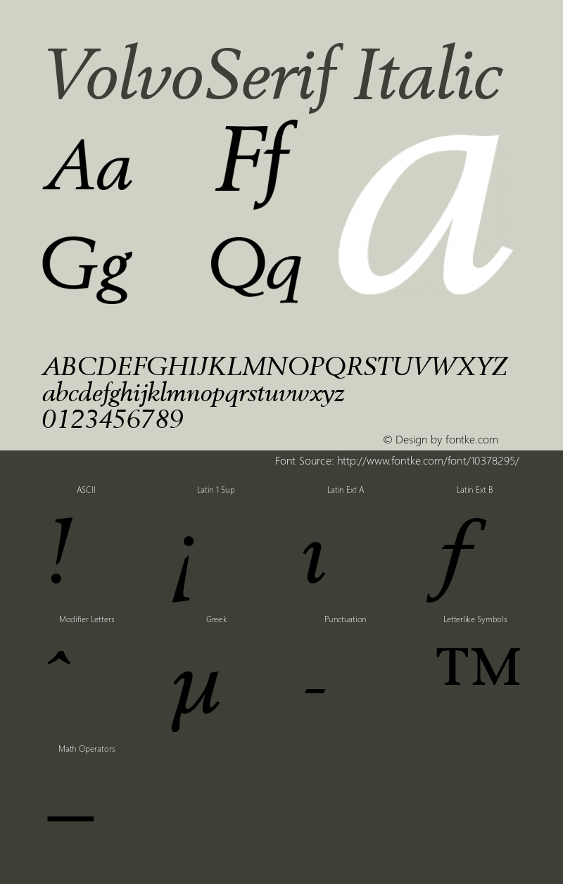 VolvoSerif Italic 1.0 28/1/97图片样张