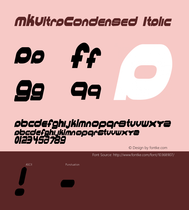 MKUltraCondensed Italic Rev. 003.000图片样张