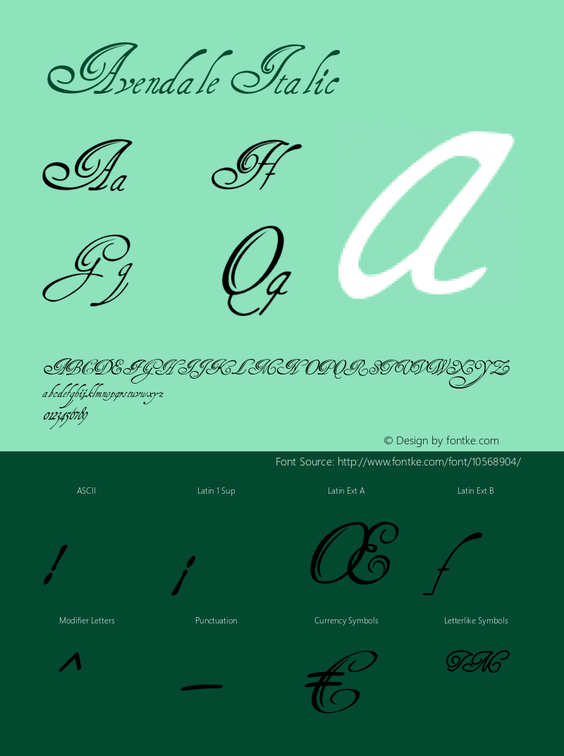 Avendale Italic Version 1.000图片样张