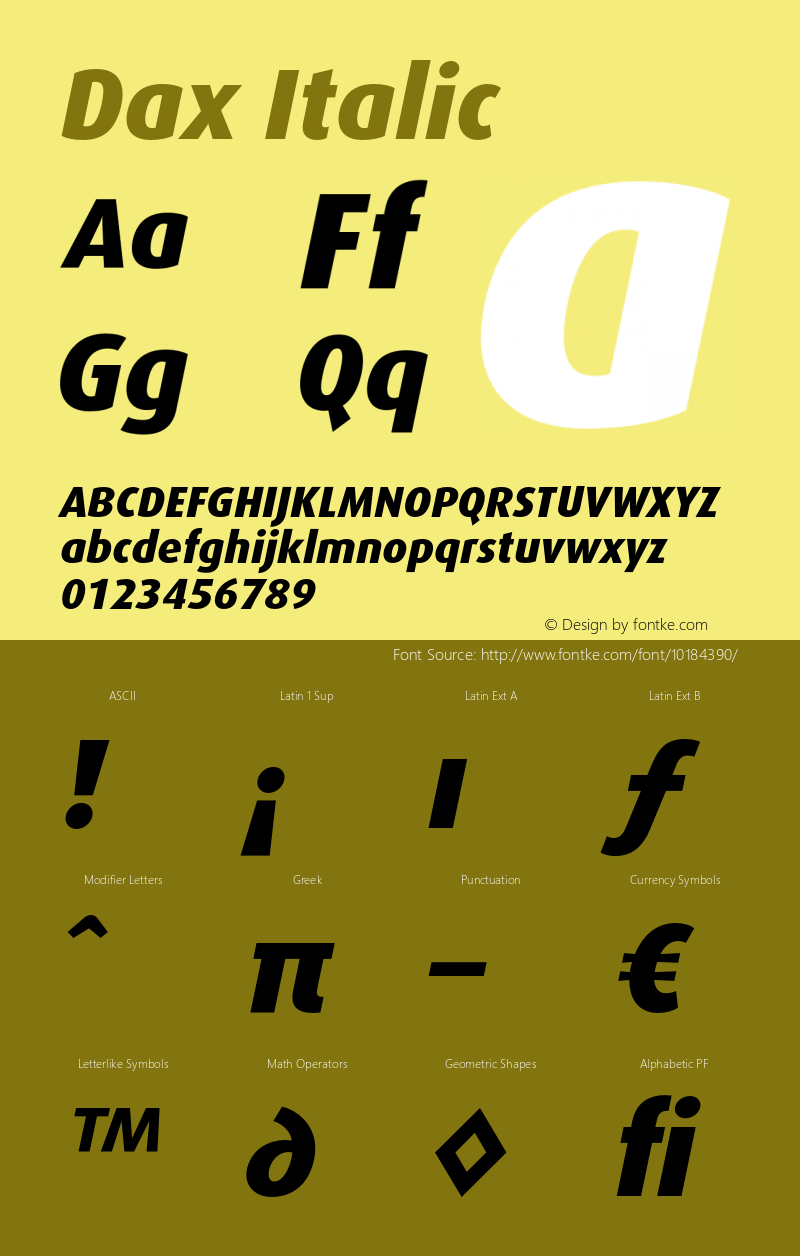 Dax Italic Version 1.1 2000图片样张