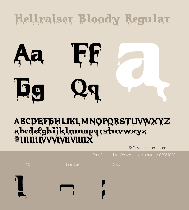 Hellraiser Bloody Regular OTF 1.000;PS 001.002;Core 1.0.29图片样张