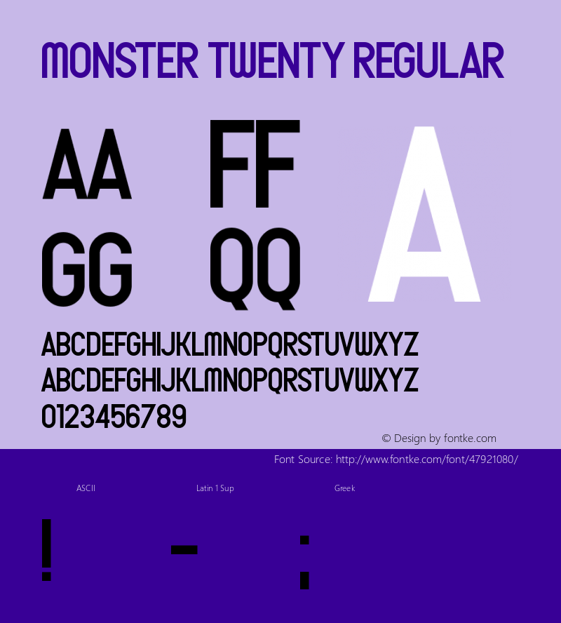 Monster Twenty Version 1.00;November 18, 2019;FontCreator 11.5.0.2430 64-bit图片样张