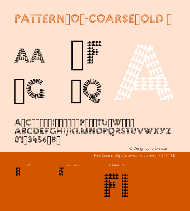 PatternNo7-CoarseBold ☞ Version 1.000;PS 1.0;hotconv 1.0.79;makeotf.lib2.5.61930;com.myfonts.easy.mauve-type.pattern.no7-coarse-bold.wfkit2.version.4sXv图片样张