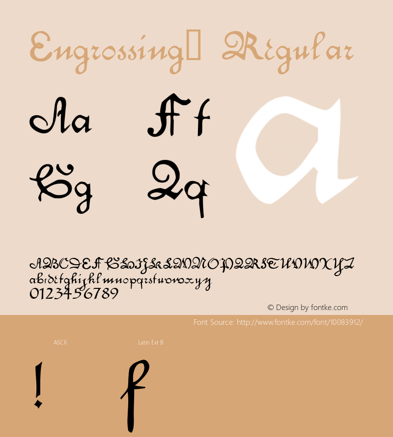 Engrossing™ Regular Altsys Fontographer 4.0 11/30/94图片样张